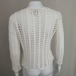 Vintage Casual Corner Cottage Core Crotchet Cotton Knit Cardigan Sweater thumbnail 4