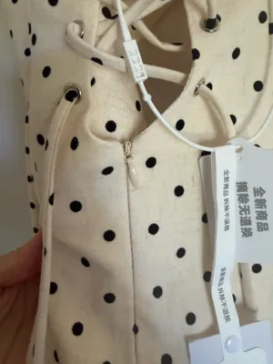 Polka Dot Sweetheart Neck Mini Dress - Cream with Black Dots thumbnail 5