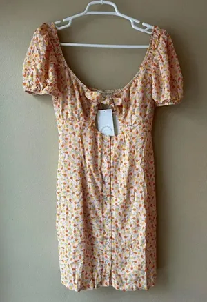 Dippin Daisys Daisy Dress in Blush Pink with Lemons Orange Pattern Size Medium thumbnail 1