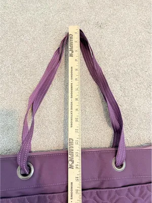 Thirty One Purple Quilted Circles Tote Bag Large Shoulder Purse thumbnail 4