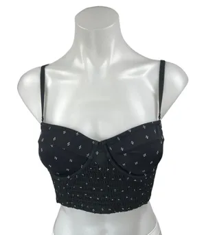 Free People Intimately Black White Floral Sleeveless Camisole Tank Crop Top S thumbnail 1