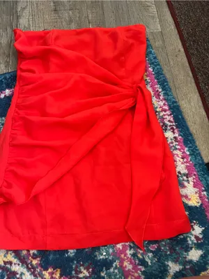 Superdown Andria Strapless Mini Dress Red Sz XS Draped Overlay to Hip thumbnail 13