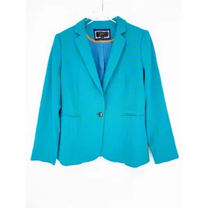 J.Crew Printed Matter Check Blazer‎ Women's 6 Blue Green Preppy thumbnail 2