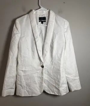 J.Crew Parke Blazer‎ White Stretch Linen Blend Classic Fit Jacket H9710 Size 2 thumbnail 1
