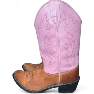 Old West Pink Leather Western Cowboy Boots Women’s Approx 7.5 thumbnail 3