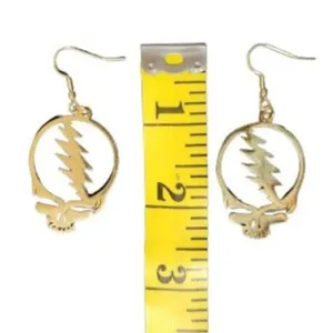 1 Pair Grateful Dead Gold Plated Stainless Steel Earrings Steal Your Face thumbnail 2