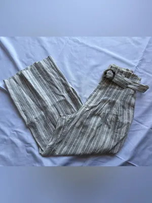 Anthropologie Ett:Twa Mauritius Paperbag Waisted Belted White Black Pants Size 0 thumbnail 13