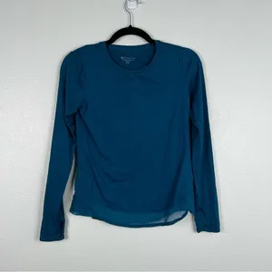 Athleta Cadence Long Sleeve Workout Top‎ Teal Sz XXS thumbnail 3