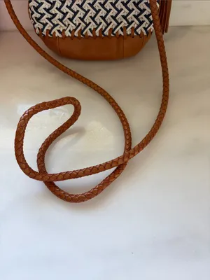 Rebecca Minkoff Navy, White & Tan Woven Bucket Crossbody thumbnail 3