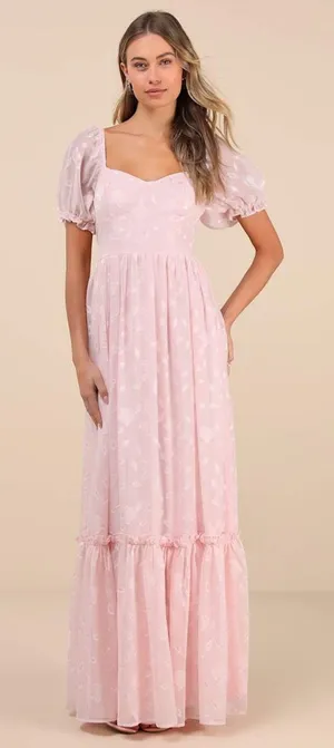 NWT Lulus Phenomenal Sweetness Pink Floral Burnout Bustier Maxi Dress Gala Sz XL thumbnail 1