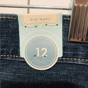 Old Navy Jean Skirt With Striped Front‎ Pockets Womens Size 12 Blue Denim NEW thumbnail 2