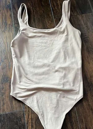 Abercrombie Soft AF Light Tan Scoop Neck Tank Bodysuit thumbnail 1
