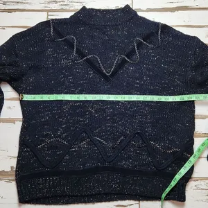 Vintage embroidered‎ black gold metallic sweater Mock-neck size 44/22W fits L-XL thumbnail 5