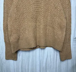 J. Crew Stretch Wool Cable Knit Crewneck Sweater Camel size M Medium BB408 thumbnail 7