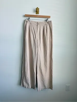 Madewell The Harlow Wide Leg Pants Beige Linen Blend Sailor Waist Size 8 thumbnail 9