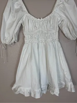 For Love & Lemons Jackson White Ruffle lace Babydoll Mini Dress size XS $198 thumbnail 16