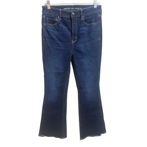 American Eagle Flare Jeans Womens 8 Long Blue Excellent Super Hi-Rise Stretch thumbnail 2