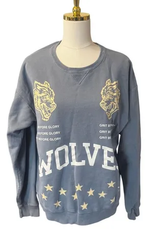 Darc Sport Grit Before Glory Wolves Crewneck Sweatshirt Blue Limited #197/1000-L thumbnail 1