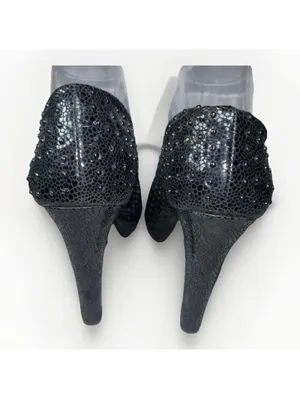 Gianni Bini Womens Platform Heels Size 8 Black Block Heel Studded Textured Pump thumbnail 5