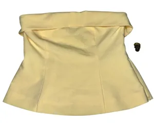 Abercrombie & Fitch Yellow Off The Shoulder Ruffle Smocked Crop Tube Top Size S thumbnail 1
