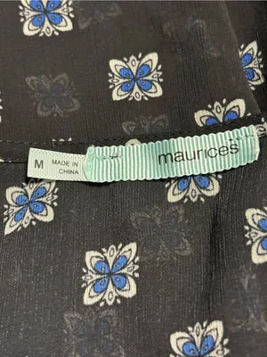 Maurices Black Sheer Blouse with Blue Tile Motif thumbnail 3