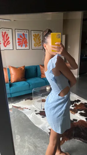 Blue Eyelet Boutique Dress thumbnail 2