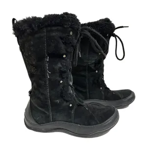 The North Face Primaloft Womens Fur Leather Mid Lace Up Snow Boots Black‎ SZ 8.5 thumbnail 1