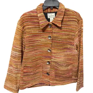 Vintage TanTrums Striped Chenille Jacket S Boho Art To Wear Textured Boxy 90s thumbnail 1