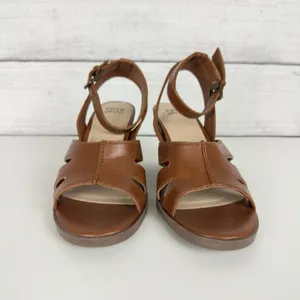 Frye and Co. Women's Brown Gelsey Heeled Open Toe Sandals Size 6.5 Vegan Leather thumbnail 4