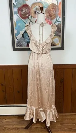 Elegant New Show Me Your Mumu Samantha Luxe Satin Ruffle Dress! thumbnail 6