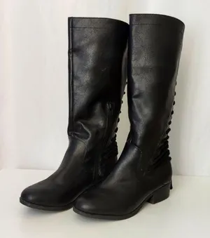 Steve Madden lace up boots black vegan leather 10 thumbnail 1