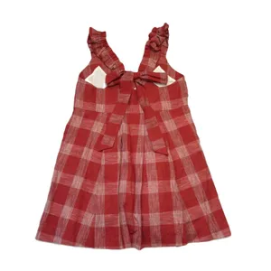 Sézane NWT Lizon in Ocre Ecru Plaid Tie Back Pleated Linen Dress 40 / US 8 thumbnail 8