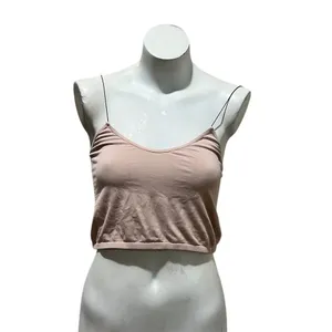 Free People Intimately Women's Beige Skinny Strap Crop Top Size M thumbnail 3