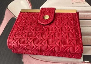 Red woven wallet with gold thumbnail 1