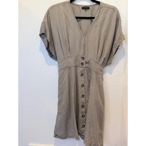 Quince Vintage Wash Tencel Button Front Dress Sage Green Large thumbnail 7