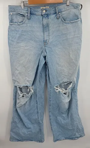 Madewell super wide leg denim jean distressed knee vintage wash women’s 33 thumbnail 1