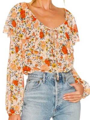 NWT Free People Say It To Me Floral Ruffled Bodysuit Size Medium thumbnail 1