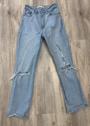 Abercrombie‎ & Fitch Curve Love Ankle Straight Ultra High Rise Jeans Blue 26 2R thumbnail 1
