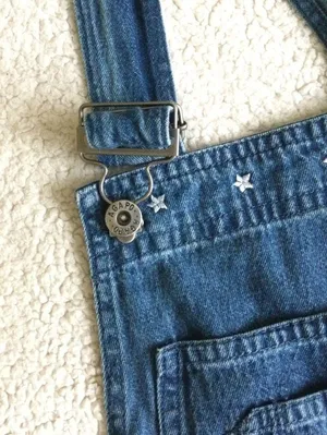 Vintage 90s Agapo Bib Capri Overalls Embroidered Flag - Sz Medium thumbnail 8