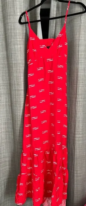 A new day Red Dress with White fish Pattern thumbnail 1