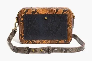 Madewell The Transport‎ Camera Bag Colorblock Snake Embossed Edition Rusted Tin thumbnail 1