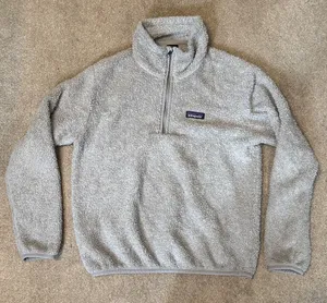 Patagonia Light Grey Quarter Zip Sherpa Pull Over Sweatshirt Size S thumbnail 1