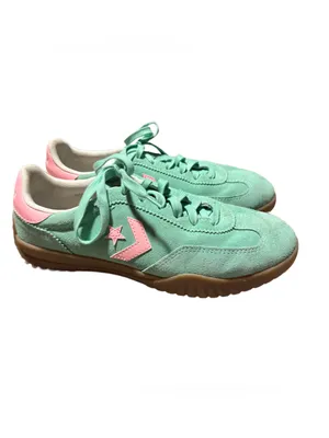 Converse Run Star Trainer Women's 7 Casual Sneaker Suede Aqua Pink Lace Up Low thumbnail 2