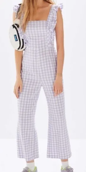 Urban Outfitters Emerson Gingham Ruffle Jumpsuit thumbnail 1