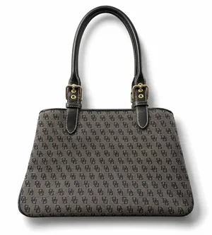 Dooney & Bourke Signature Monogram Jacquard Satchel Gray‎ Black Shoulder Bag thumbnail 1