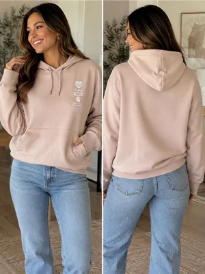 Carhartt Women's Pink Hooded Sweatshirt with White Logos thumbnail 2