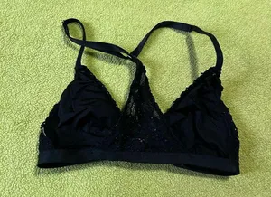 Victoria's Secret Black Stretchy Lace Triangle Bralette with front clasp thumbnail 3