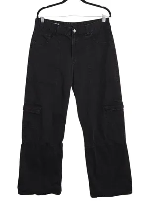 Zara Black Wide Leg Cargo Pants Size 10 thumbnail 1