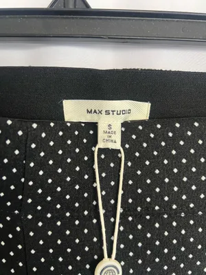 Max Studio Black Polka Dot Straight-Leg Pants thumbnail 2