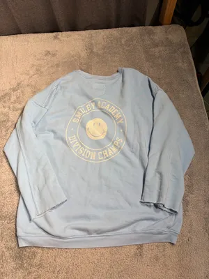 Aerie Light Blue smiley company Crewneck Sweatshirt small thumbnail 9